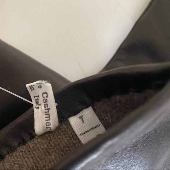 Sak’s Fifth Avenue Brown Cashmere Lined Leather Gloves - Picture 4 of 5